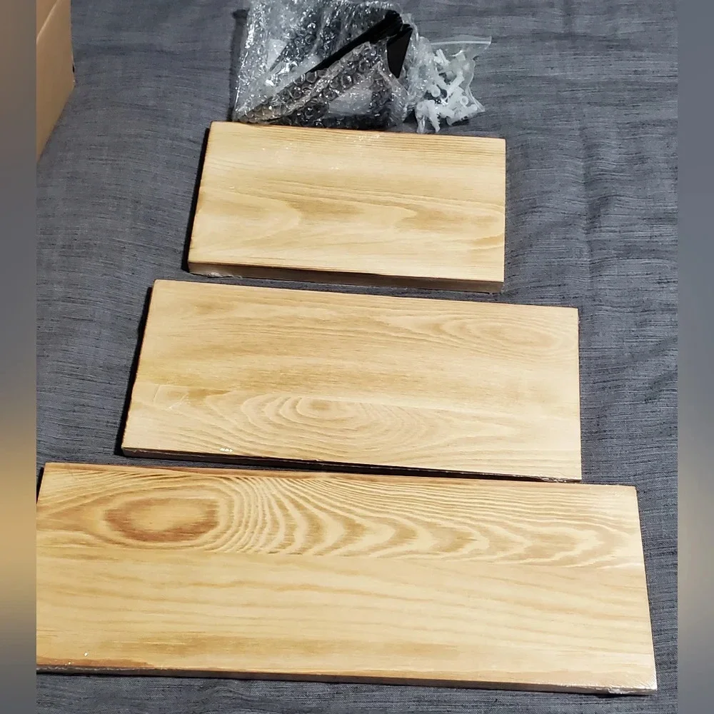 Decorative Wooden Shelves Set With Brackets